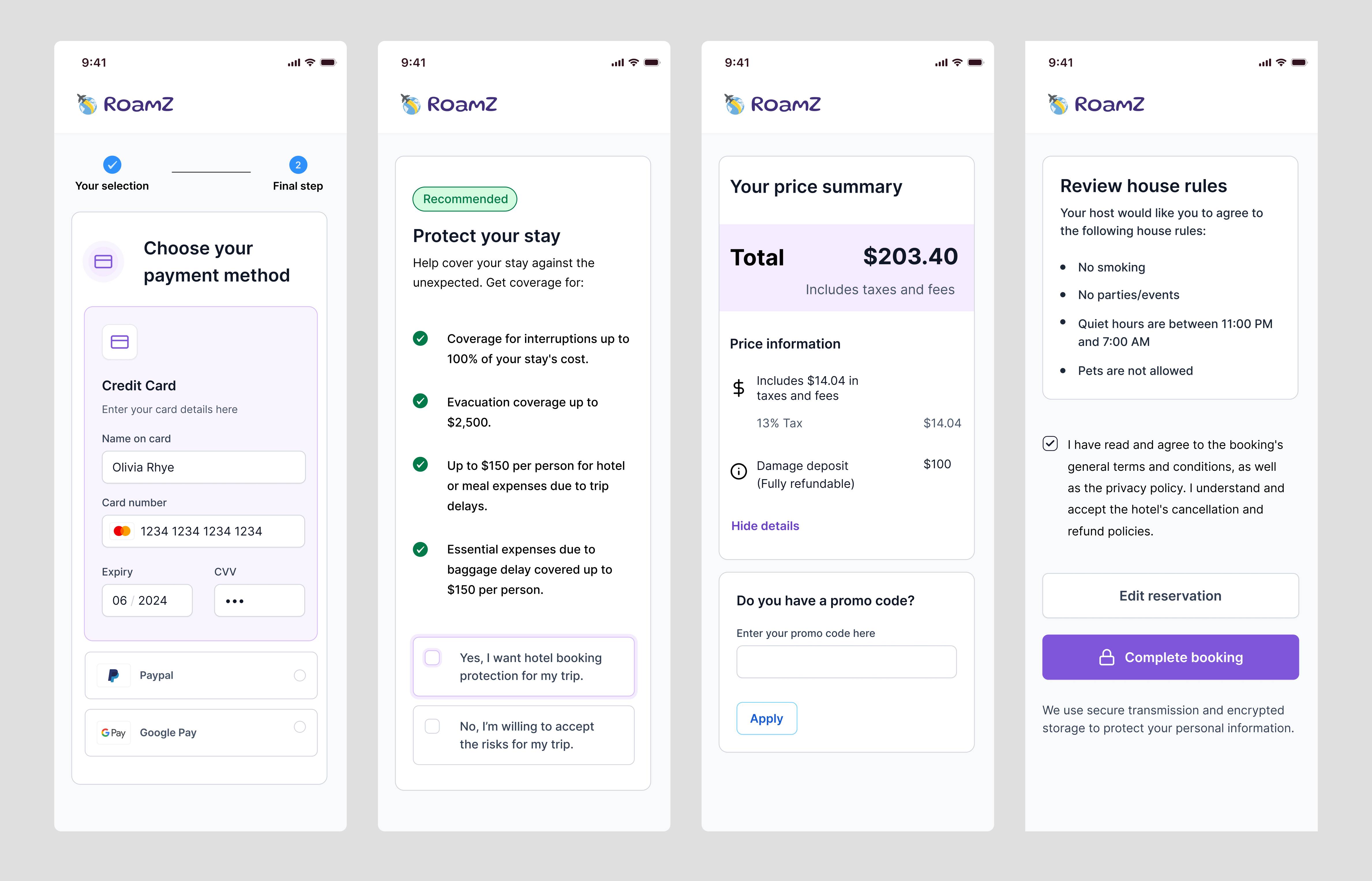 Complete booking process on mobile